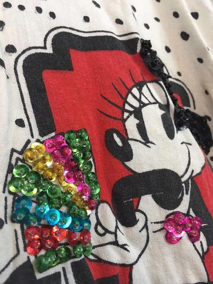 VTG Disney Mickey & Co Donn Kenny Bomber Jacket Minnie Mouse Sequins Womens Sz M - Picture 12 of 12